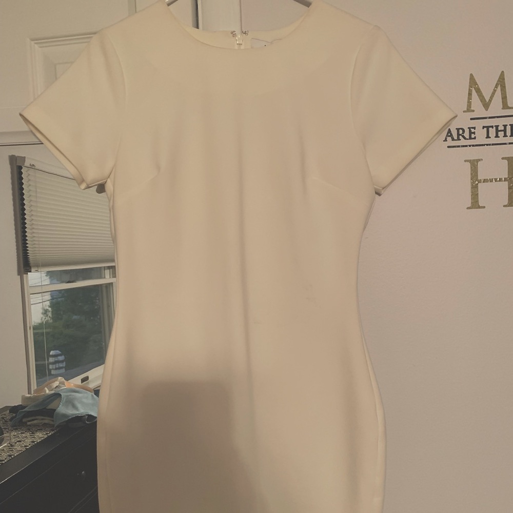 Plain off-white midi dress